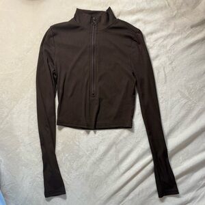 Brown Long Sleeve Zip-Up